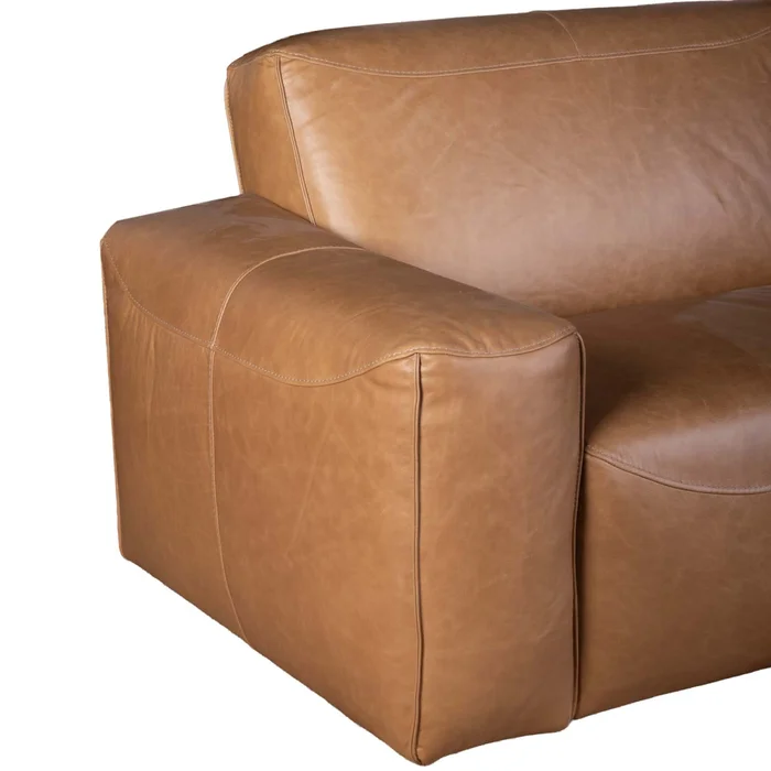 Sofa 3 Cuerpos Cuero-100-natural Marron Porto Camel en Beige - Sillones y sofás, Uruguay | Divino, vista 5