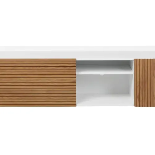 Rack PLISSE 1.80 m Blanco en Blanco - Muebles para TV, Uruguay | Finkel