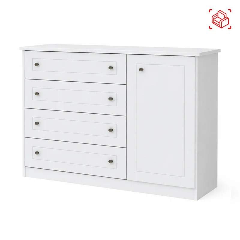 Comoda Cajonera Mdf-y-mdp Blanco Americano en Blanco - Cómodas, Uruguay | Divino, vista 5