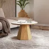 Mesa Ratona de Centro Lorena Hexagonal 70CM - OFF WHITE/FREIJO - Mesas de living, Uruguay | Balton, vista 1 de 5