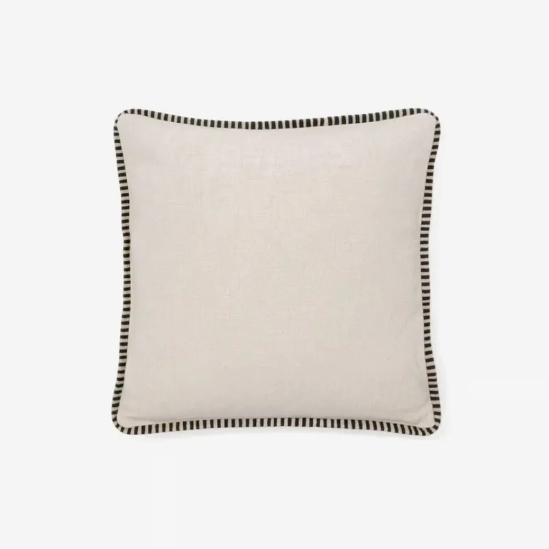 Almohadón Ardit de lino y algodón beige con raya bordada a contraste - negro 45 x 45 cm en Beige - Textiles, Uruguay | Kavehome