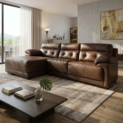 Sofá Albany - 3 cuerpos - Caramelo - Chaise Derecho en Marrón - Sillones y sofás, Uruguay | Rústico Hogar