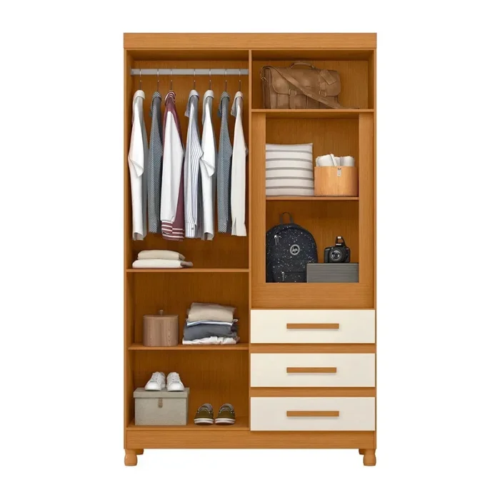 Ropero con Espejo 6 puertas 3 Caj - Línea FIT - Beige en Beige - Roperos y placares, Uruguay | Ecowood, vista 4