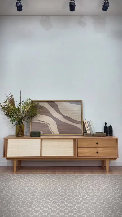 Rack TV 175CM con Ratan Serena - Madera Maciza en Madera natural - Muebles para TV, Uruguay | Balton, vista 5