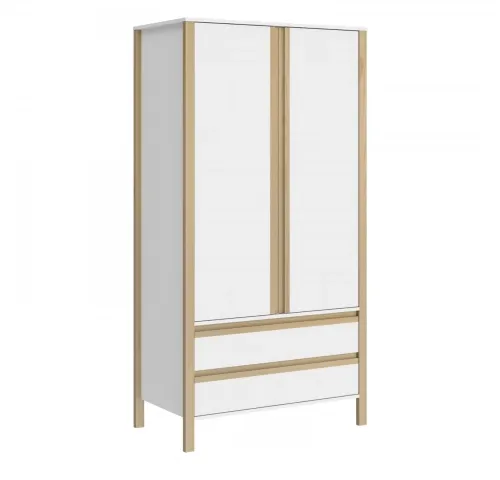 Ropero Combinado Madera 2P, 2C Blanco/Miel - Roperos y placares, Uruguay | Que Sal Muebleria