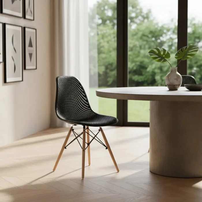 SILLA EAMES COLMENA COMEDOR BASE MADERA NEGRA - Sillas, Uruguay | Decohogar, vista 2
