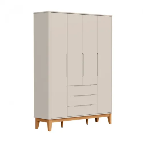 Ropero 4 puertas 3 cajones - Boom - Gris en Beige - Roperos y placares, Uruguay | Rústico Hogar