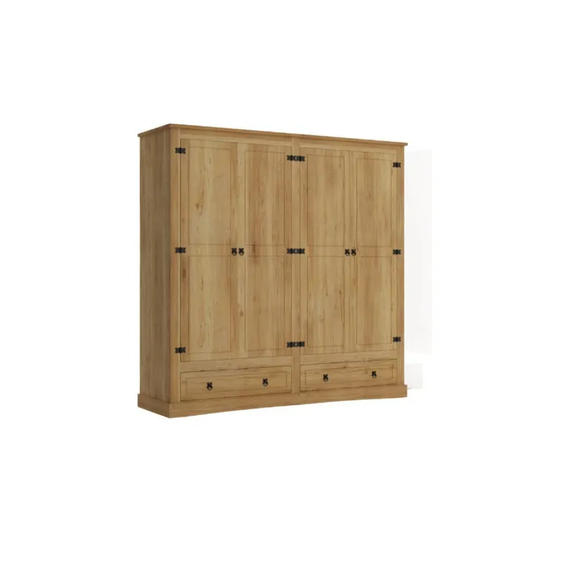 Ropero 4 Puertas - Madera Maciza - Línea Monterrey - Natural en Madera natural - Roperos y placares, Uruguay | Ecowood