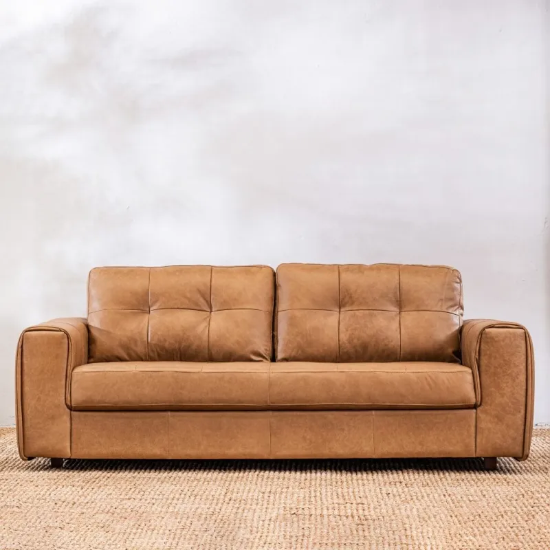 Sillon Cuero Raffaello 3 Cuerpos Amendoa en Marrón - Sillones y sofás, Uruguay | Aihaus