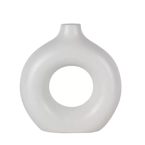 Florero cerámica circular S - blanco en Blanco - Decoración, Uruguay | Concetto Casa