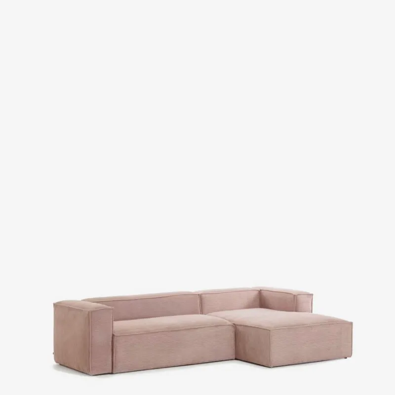 Sofá Blok 3 plazas chaise longue - derecho pana gruesa rosa 300 cm en Rosa - Sillones y sofás, Uruguay | Kavehome