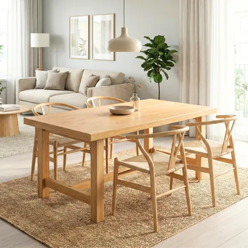 Juego De Comedor 4 Sillas - Wishbone Toronto - Origen en Madera natural - Mesas de comedor, Uruguay | Rústico Hogar