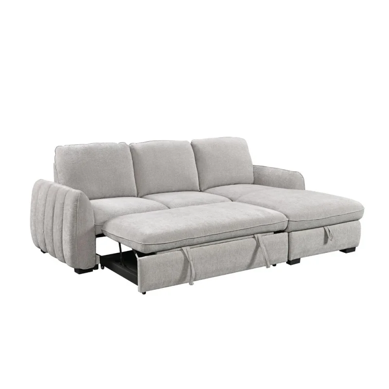 Rinconera Cama Thesi (C/Baúl) - Tela Microfibra - Chaise derecho - City 451 (Gris) en Gris - Sillones y sofás, Uruguay | NYR, vista 3