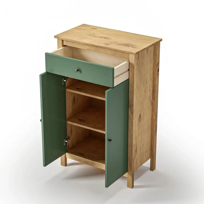 Zapatera 2 Puertas 1 Cajón - Línea Maden - Verde en Blanco - Aparadores y recibidores, Uruguay | Ecowood, vista 2