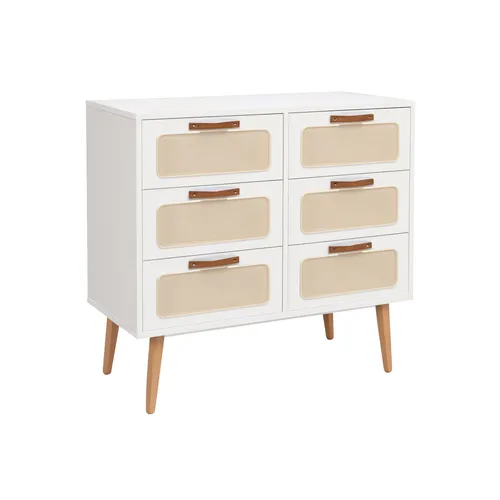 Cómoda Personal Praga 6 Cajones - Blanco en Blanco - Cómodas, Uruguay | Berna home