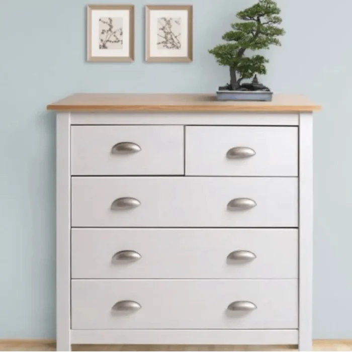 Cómoda Cajonera Jade madera maciza 3+2 en Blanco - Cómodas, Uruguay | Nario Hogar, vista 2