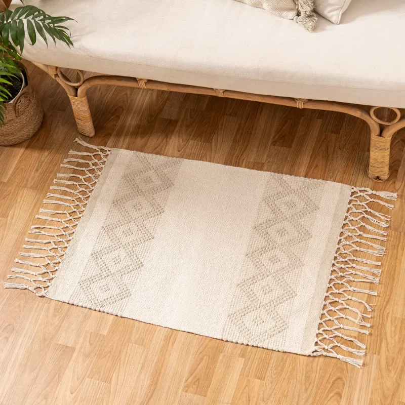 Alfombra de Algodón Textura Rombo en Beige - Alfombras, Uruguay | Arredo, vista 3