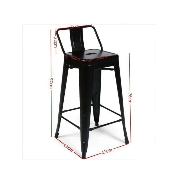 Banqueta Butaca con Respaldo Metal - Tolix - Negro en Negro - Butacas, banquetas y puffs, Uruguay | Ecowood, vista 5