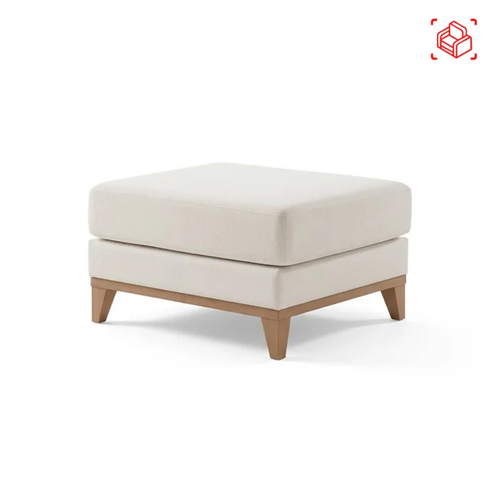 Puff Easy Clean Tela Blanco Luxor Premium Hueso en Beige - Sillones y sofás, Uruguay | Divino, vista 3
