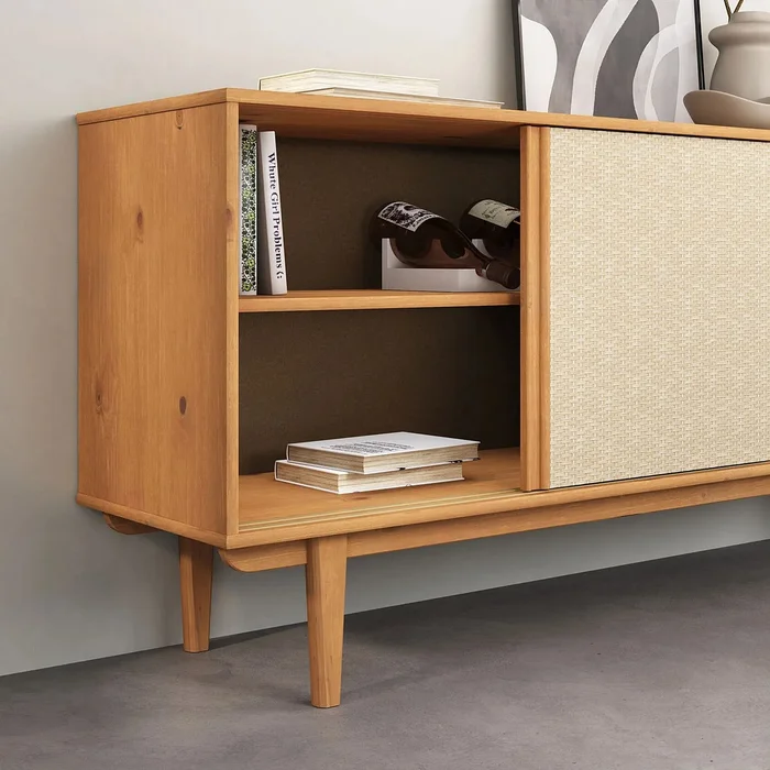 Aparador Buffet 175CM con Ratan Serena - Madera Maciza en Madera natural - Aparadores y recibidores, Uruguay | Balton, vista 8