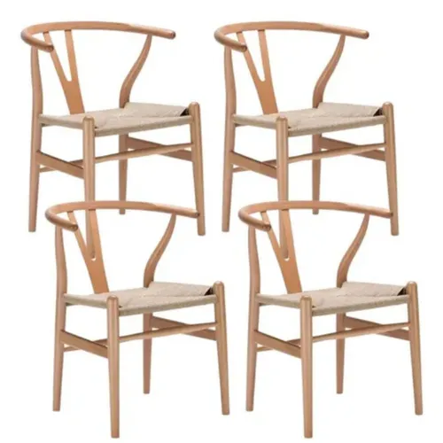 Promo 4 Sillas Wishbone en Madera natural - Sillas, Uruguay | La Cueva Muebles
