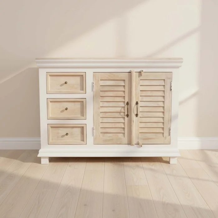 Consola Madera-de-mango Natural-beige Costa Ii Natural Blanco en Blanco - Mesas de living, Uruguay | Divino