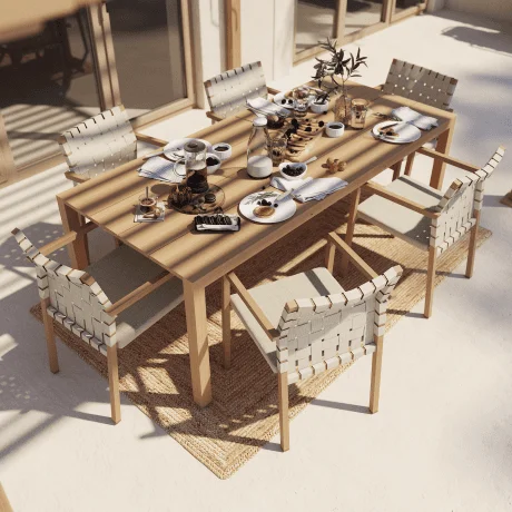 Mesa de Comedor Okinawa 6 puestos simil madera en Madera natural - Muebles para el exterior, Uruguay | Naterial Uruguay