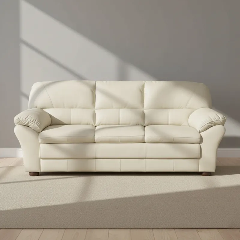 Sillón 3 Cuerpos Cuero Natural-beige Florencia Crudo en Blanco - Sillones y sofás, Uruguay | Divino