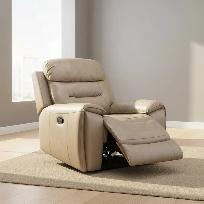Poltrona Reclinable Cuero Memphis Beige en Beige - Sillones y sofás, Uruguay | Divino