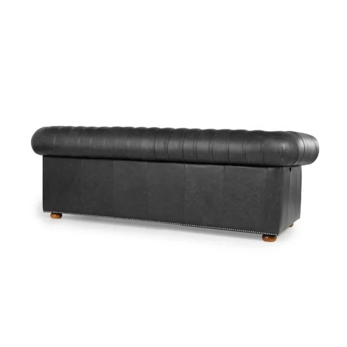 Sillón de cuero 3 Cuerpos Chesterfield en Negro - Sillones y sofás, Uruguay | Nario Hogar, vista 3