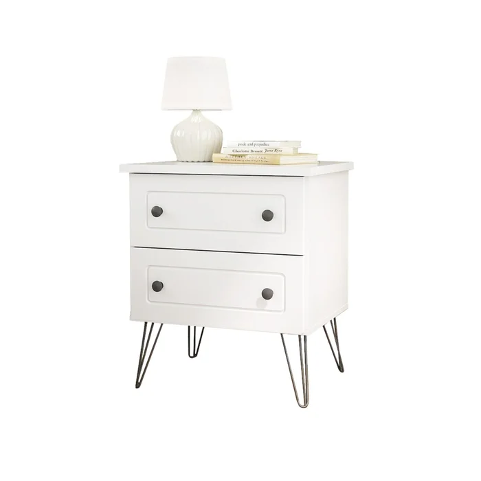 Mesa de luz Americana Plus - 2 Cajones - Blanco en Blanco - Mesas de luz, Uruguay | Rústico Hogar, vista 2