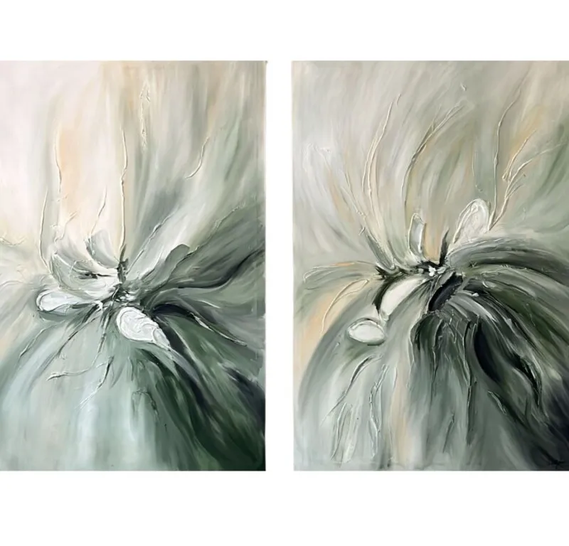 Set x 2 Cuadros Flores Verde Menta en Verde - Decoración de pared, Uruguay | Finkel