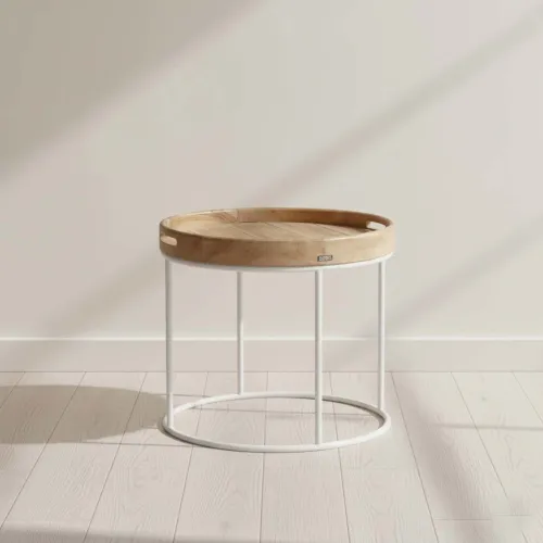 Mesa Lateral Madera-y-metal Natural-beige Symi Natural en Multicolor - Mesas de living, Uruguay | Divino