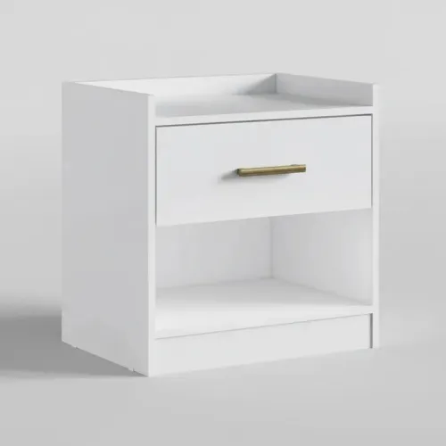 MESA DE LUZ CON 1 CAJON - COLOR BLANCA en Blanco - Mesas de luz, Uruguay | Champagne Home