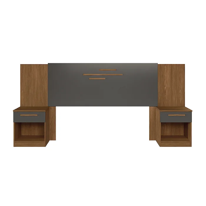 Respaldo Dormitorio 2 Plazas Queen Mesas De Luz 1 Cajon en Jatobá Grafito - Respaldos de cama, Uruguay | Muebles Express