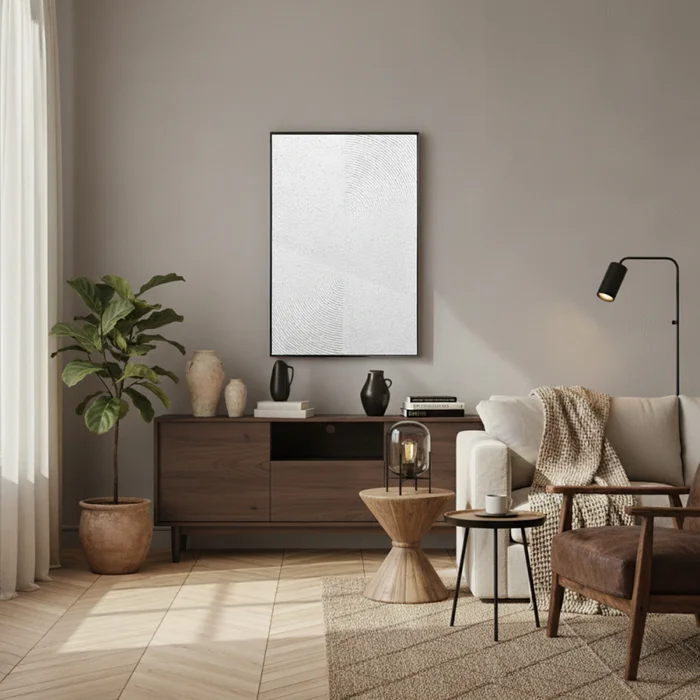 CUADRO CANVAS 60x90cm MARCO NEGRO PINTURA BLANCO 2 en Multicolor - Decoración de pared, Uruguay | Koz, vista 2