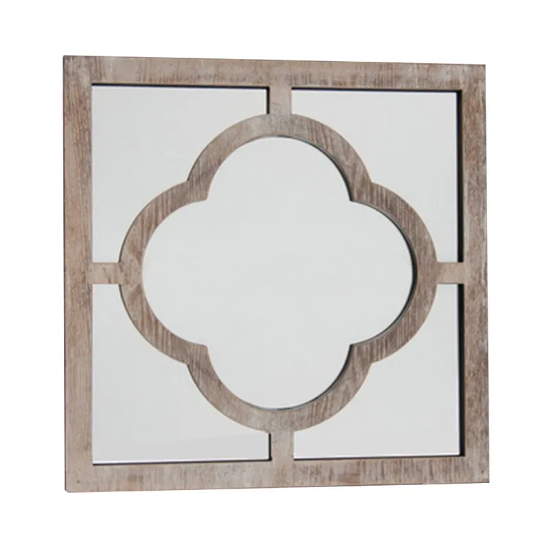 ESPEJO DISEÑO FLOR 40X40CM PATINA BLANCO MADERA en Blanco - Espejos, Uruguay | Decohogar