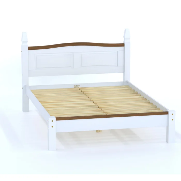 Cama 2 plazas línea Naturale - Blanco/ Nogal en Multicolor - Dormitorio, Uruguay | La Cueva Muebles