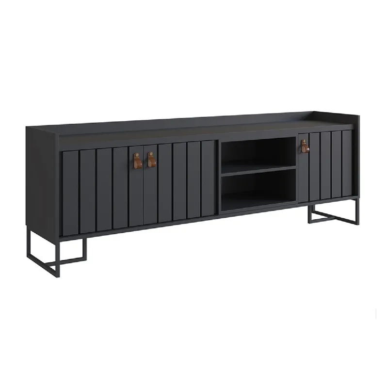 Rack Trendy Negro (Pie Negro) 160 cm - Muebles para TV, Uruguay | Berna home