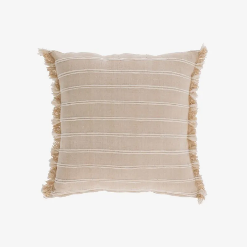 Almohadón Sweeney 100% algodón - rayas blanco y beige 45 x 45 cm en Beige - Textiles, Uruguay | Kavehome