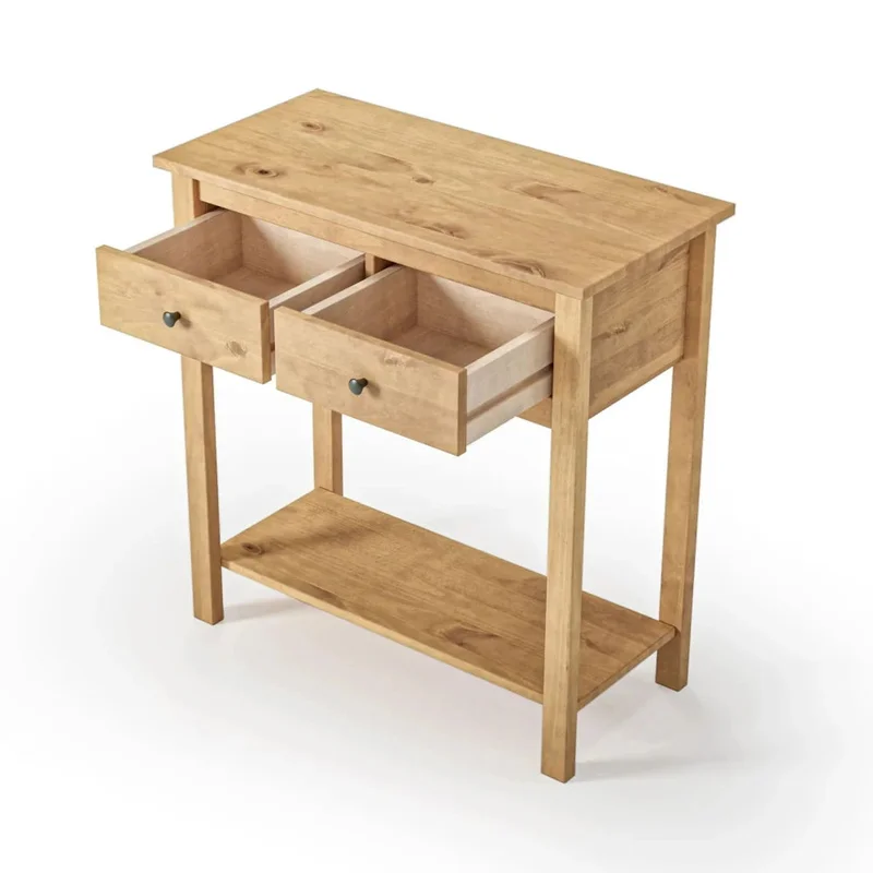 Mesa De Arrime Aparador 2 Cajónes - Línea Maden - Marrón en Blanco - Mesas de arrimo, Uruguay | Ecowood, vista 4