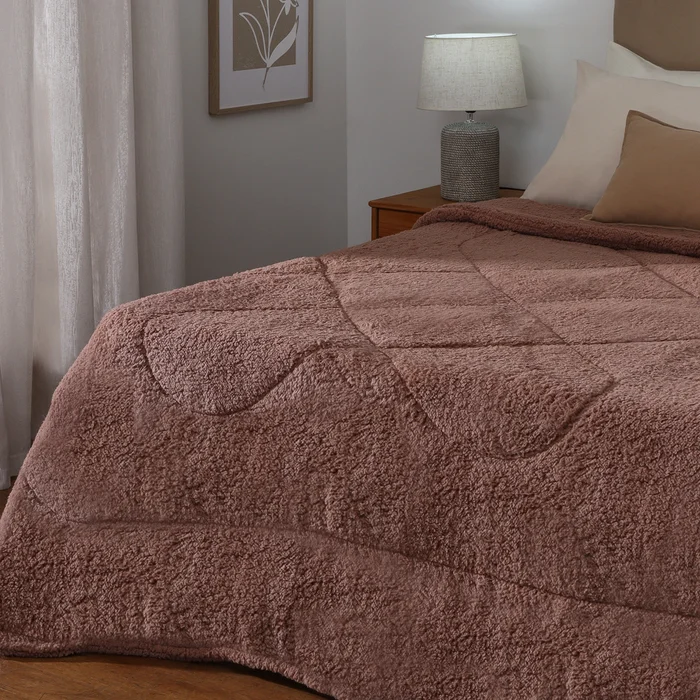 Acolchado Sherpa Liso 200×220 en Marrón, Uruguay | Tiendas Montevideo