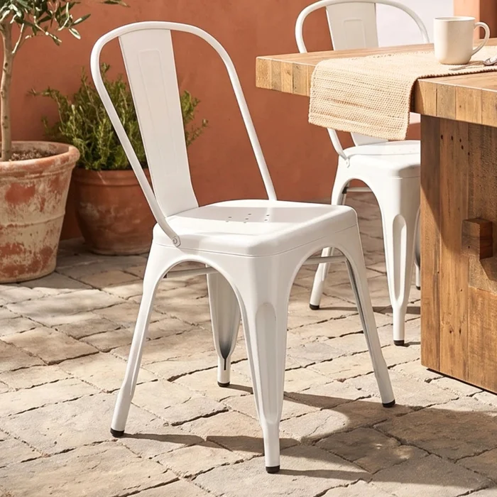 Silla Metálica Tolix - Blanco en Blanco - Sillas, Uruguay | Ecowood
