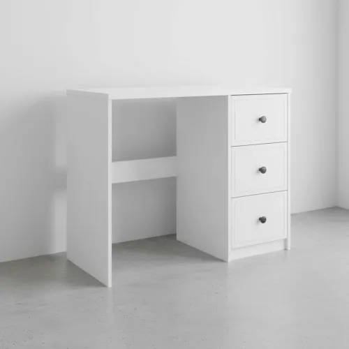 Escritorio Mdf Blanco Americana 3 Cajones en Blanco - Escritorios y sillas de escritorio, Uruguay | Divino