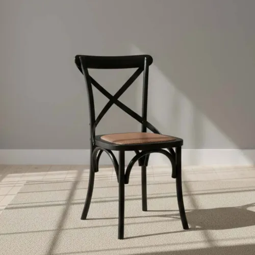 Silla De Comedor Madera Negro Cruceta en Negro - Sillas, Uruguay | Divino