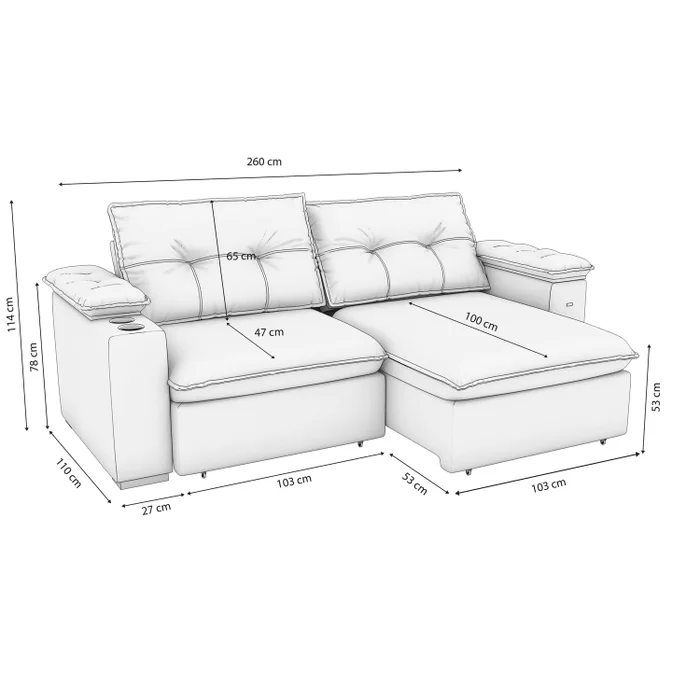 Sofa Zandon 260CM - Retractil/Reclinable en Lino Arena A085 - Sillones y sofás, Uruguay | Balton, vista 34