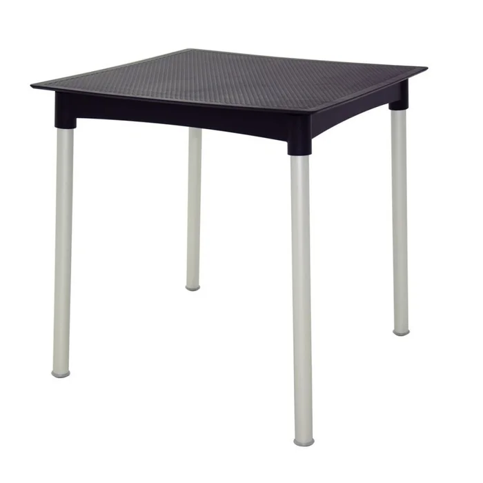 MESA LAURA 70X70X73CM PP NEGRO PATAS ALUMINIO en Negro - Mesas de comedor, Uruguay | Decohogar