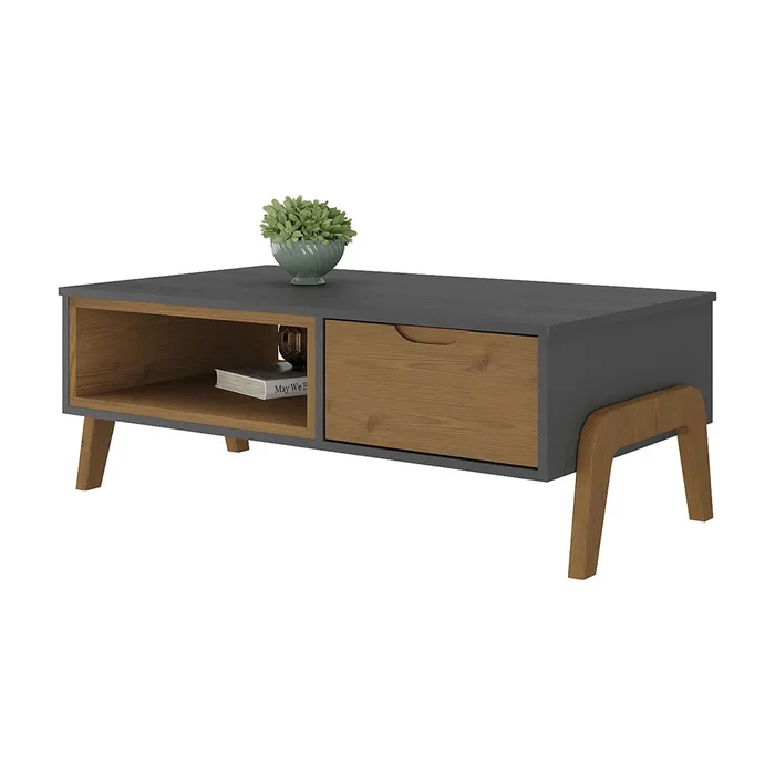 Mesa De Living 1 Cajon Con Espacio Y Patas 100% Mdp en Gris - Mesas de living, Uruguay | Soy Hogar