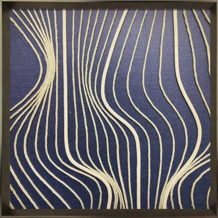 CUADRO EN TELA ABSTRACTO FONDO AZUL MARCO MADERA en Azul - Decoración de pared, Uruguay | Champagne Home