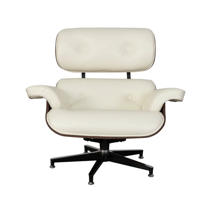 Butaca C/puff 1 Cuerpo Cuero-100-natural Blanco Eames en Blanco - Sillones y sofás, Uruguay | Divino, vista 3